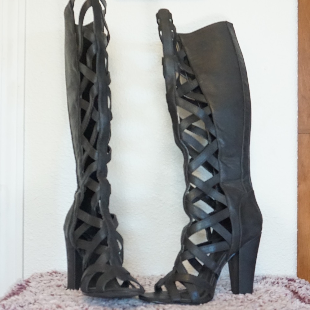 Knee high gladiator sandals